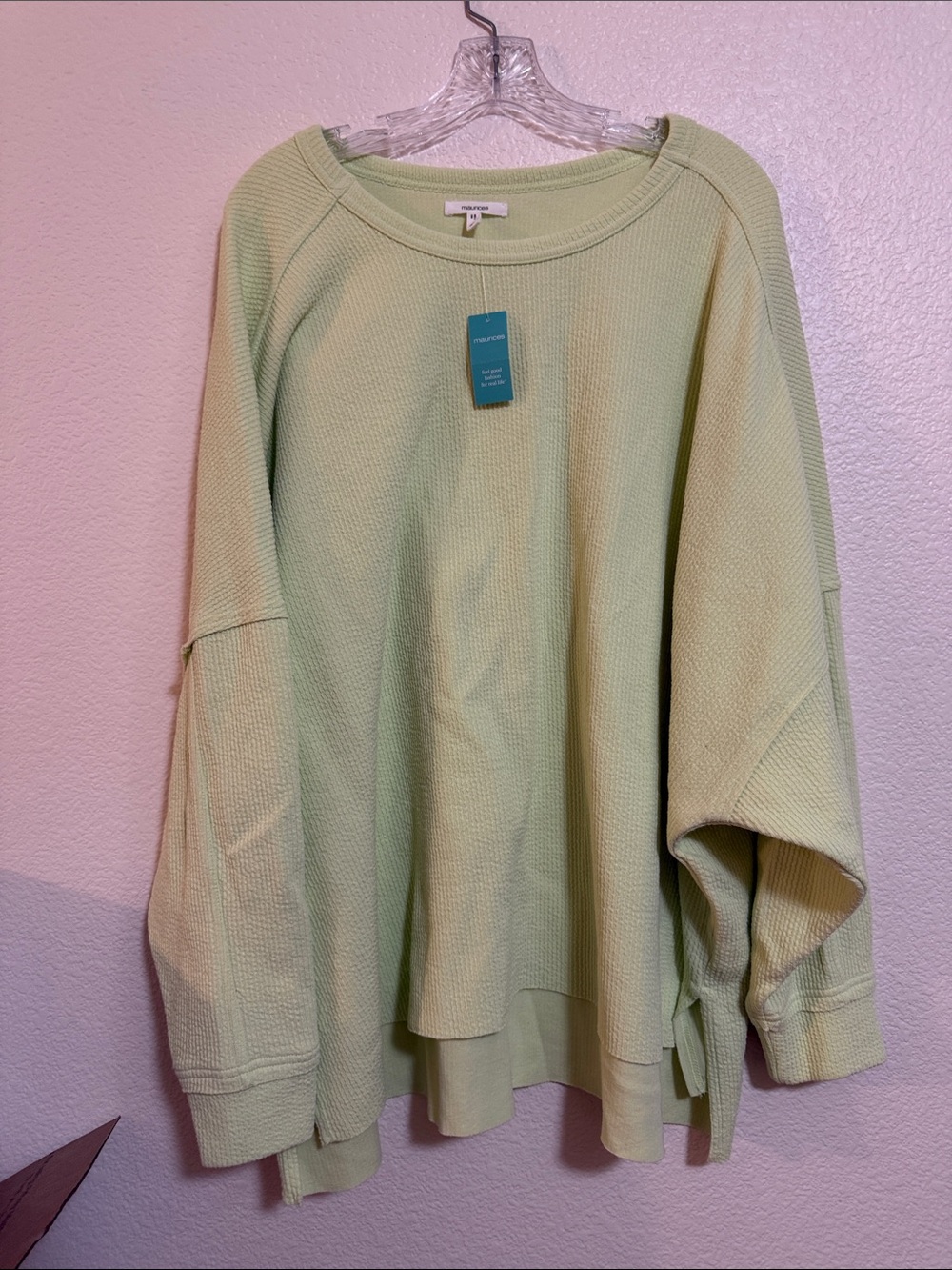 Maurices Light Lime Green Waffle Knit Pullover size 4x NWT